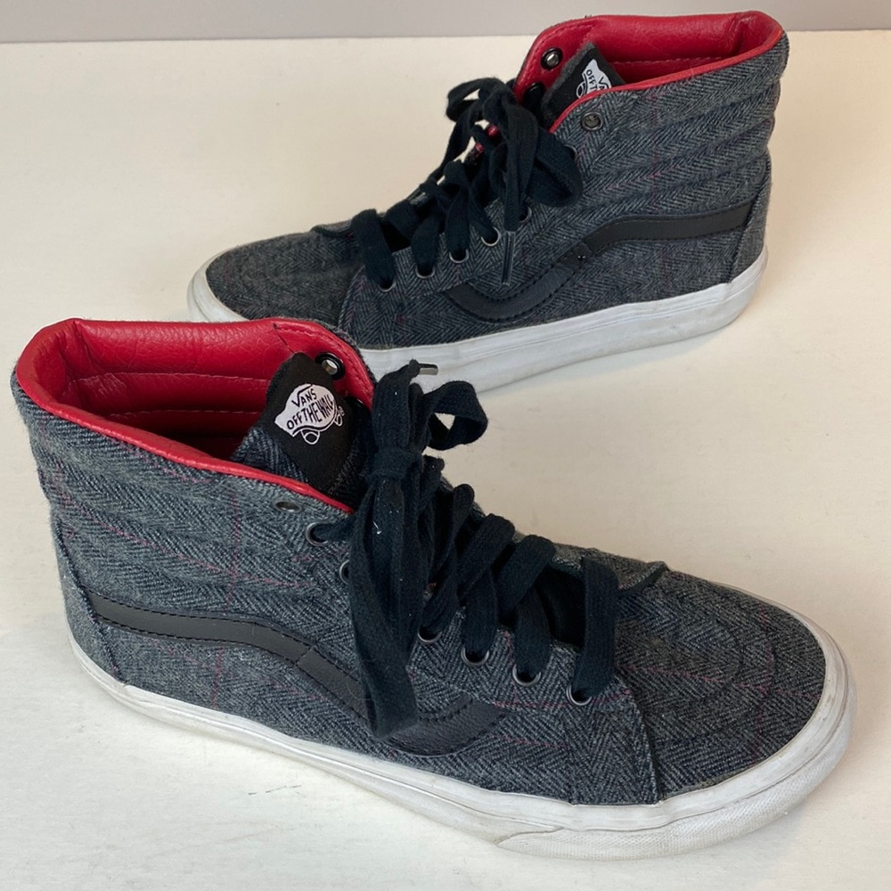 🛹 Vans SK8 HI black herringbone skater high-tops, womens size 5